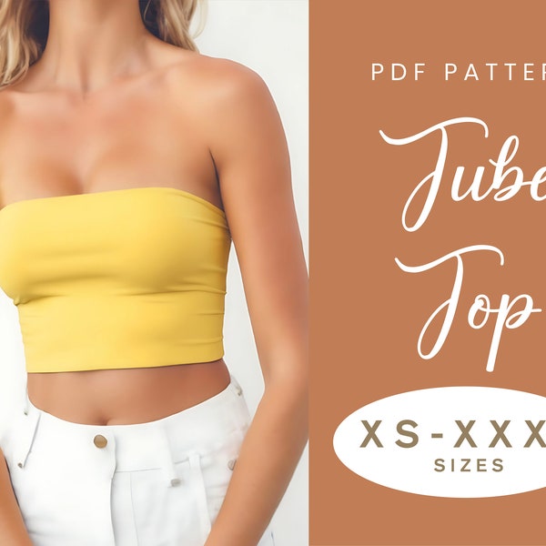 Tube Top Schnittmuster Trägerloses Top | XS-XXXL | Sofortdownload | Bandeau-Stil | Einfaches Digitales PDF