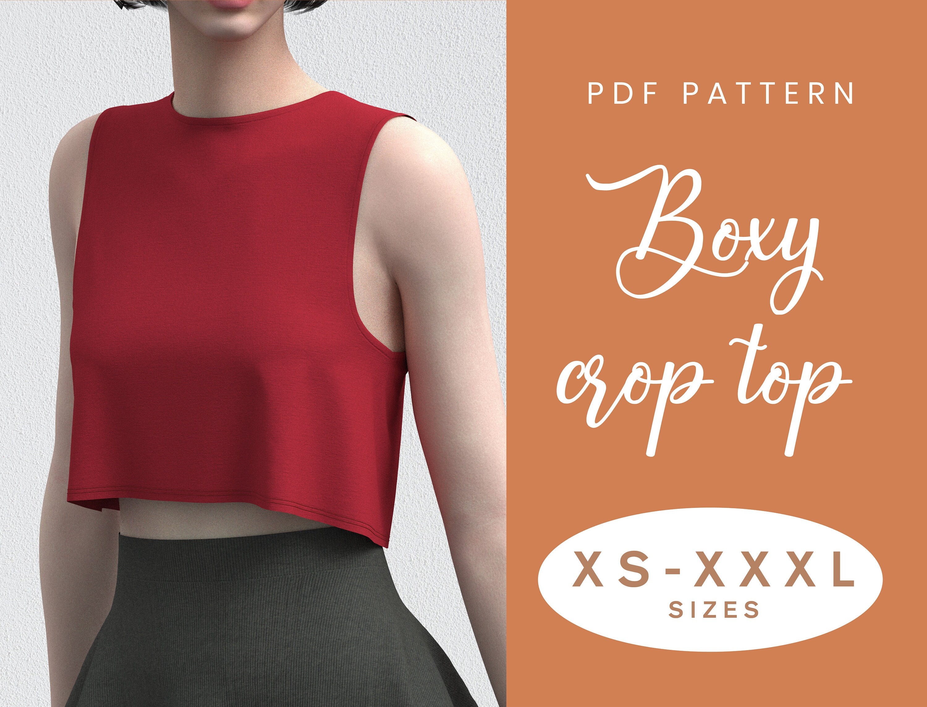 Crop Top Sewing Pattern, Sewing Pattern, Pattern Sewing, T-shirt Sewing  Pattern, Top Pattern, Sewing Pattern PDF, Tie Front Crop Top Pattern -   Canada