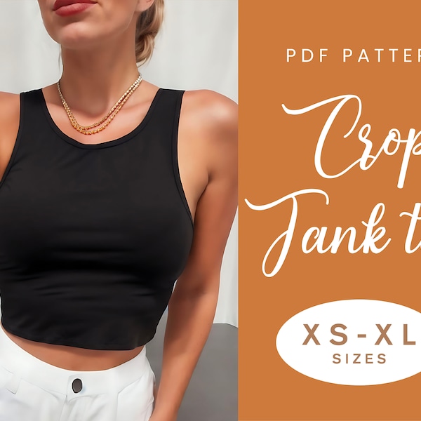 Crop Tank Top Sewing Pattern | XS-XL | Instant Download | Easy Digital PDF