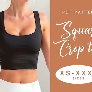 Square Neck Crop Top Sewing Pattern | XS-XXXL | Instant Download | Easy Digital PDF