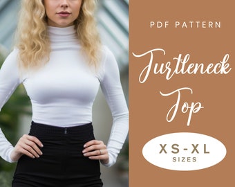 Turtleneck Sewing Pattern Top | XS-XL | Instant Download | Easy Digital PDF