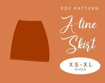 A-line Mini Skirt Sewing Pattern | High Waisted | XS-XL | Instant Download | Easy Digital PDF