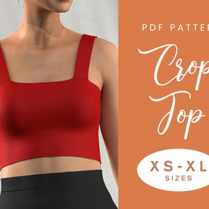 Crop Top Sewing Pattern | XS-XL | Instant Download | Easy Digital PDF