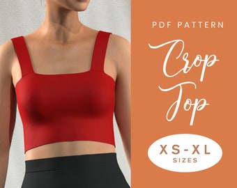 Crop Top Schnittmuster | XS-XL | Sofort Download | Einfaches Digitales PDF