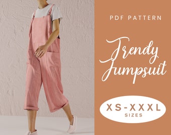 Jumpsuit Sewing Pattern | XS-XXXL | Instant Download | Easy Digital PDF | Dungaree Pant Loose Trouser