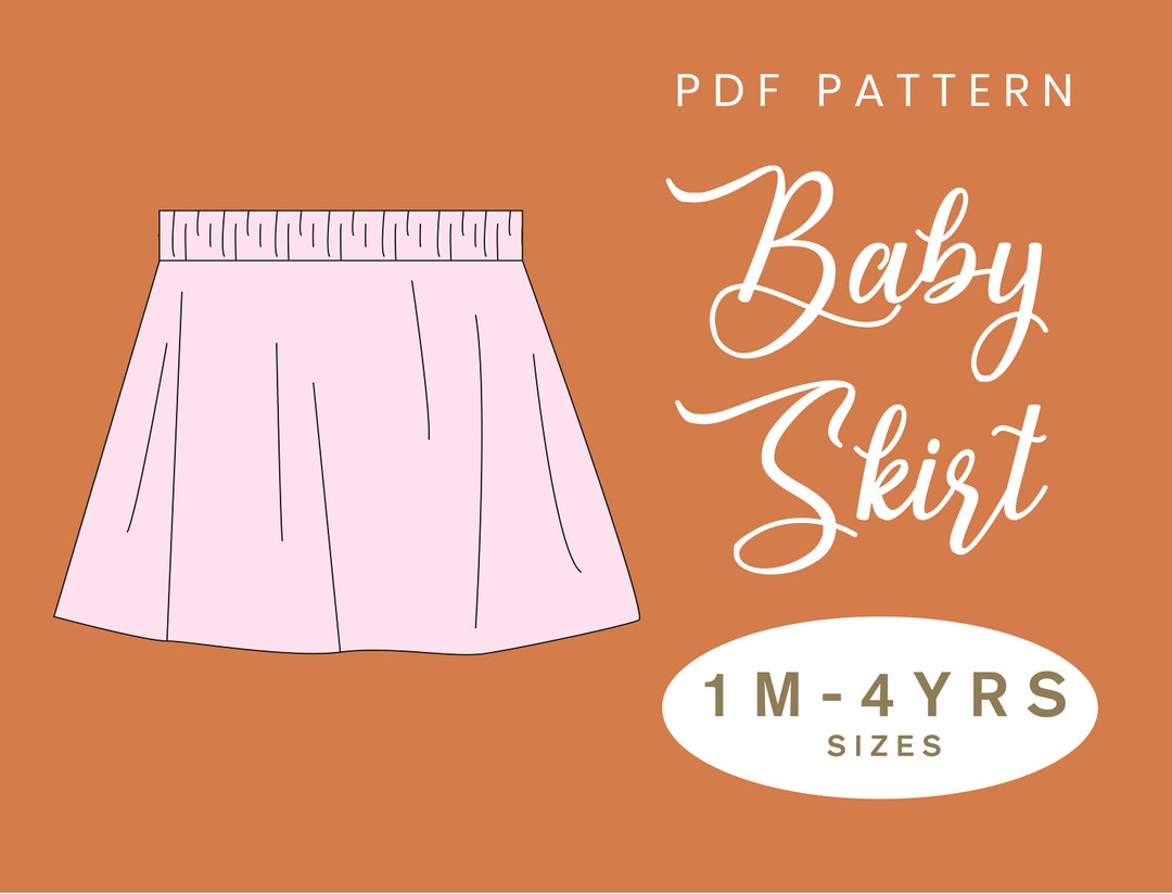 Baby Skirt Sewing Pattern 1 Month 4 Years Girls Instant Download