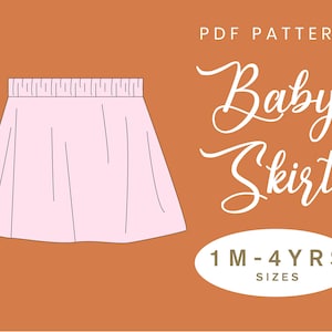 Baby Skirt Sewing Pattern 1 Month 4 Years Girls Instant Download Digital PDF image 1