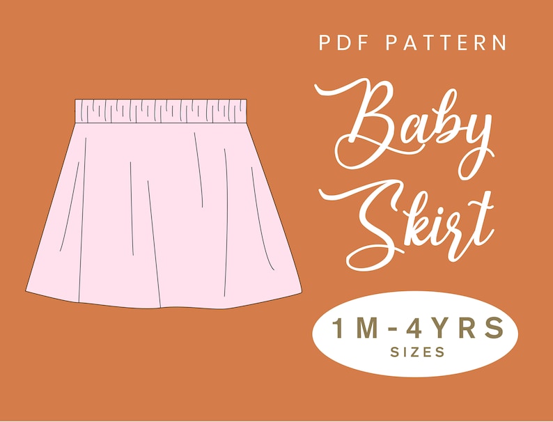 Baby Skirt Sewing Pattern 1 Month 4 Years Girls Instant Download Digital PDF image 1