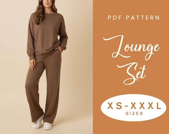 Lounge Set Sewing Pattern | XS-XXXL | Instant Download | Easy Digital PDF | Women's Sweater | Trouser Wide Leg | Sweatpants pattern