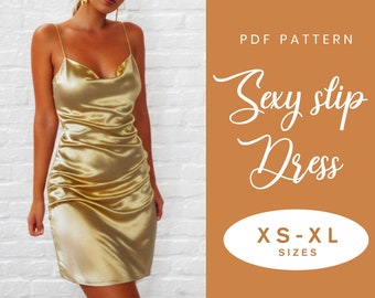 Cowl Neck Slip Dress Sewing Pattern | XS-XL | Instant Download | Easy Digital PDF
