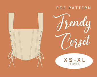 Trendy Corset Top Sewing Pattern | XS-XL | Lace up side Bustier | Digital PDF |  Instant Download