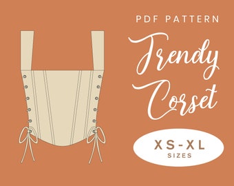 Trendy Corset Top Sewing Pattern | XS-XL | Lace up side Bustier | Digital PDF |  Instant Download