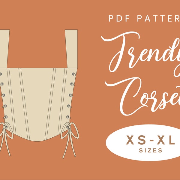 Trendy Corset Top Sewing Pattern | XS-XL | Lace up side Bustier | Digital PDF |  Instant Download