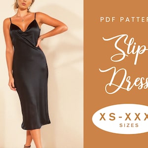 Cowl Neck Dress Sewing Pattern | XS-XXXL | Instant Download | Easy Digital PDF Slip Midi Dress