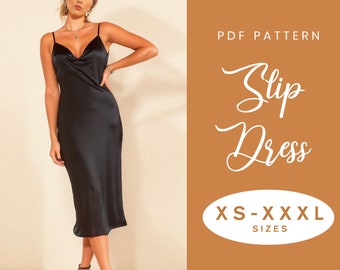 Cowl Neck Dress Sewing Pattern | XS-XXXL | Instant Download | Easy Digital PDF Slip Midi Dress
