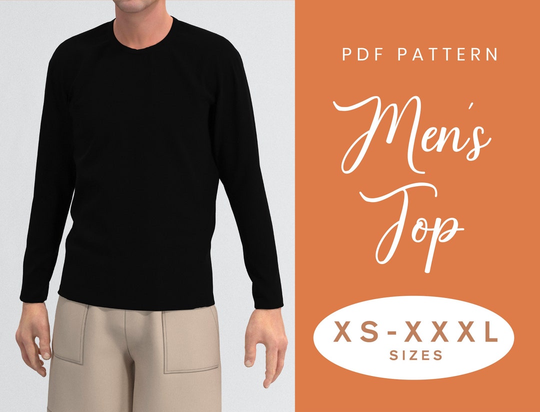 Mens Top Sewing Pattern | XS-XXXL | Instant Download | Easy Digital PDF ...