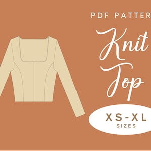 Puede incluir: Un patrón PDF para un top de punto con escote cuadrado. El patrón incluye las tallas XS-XL.