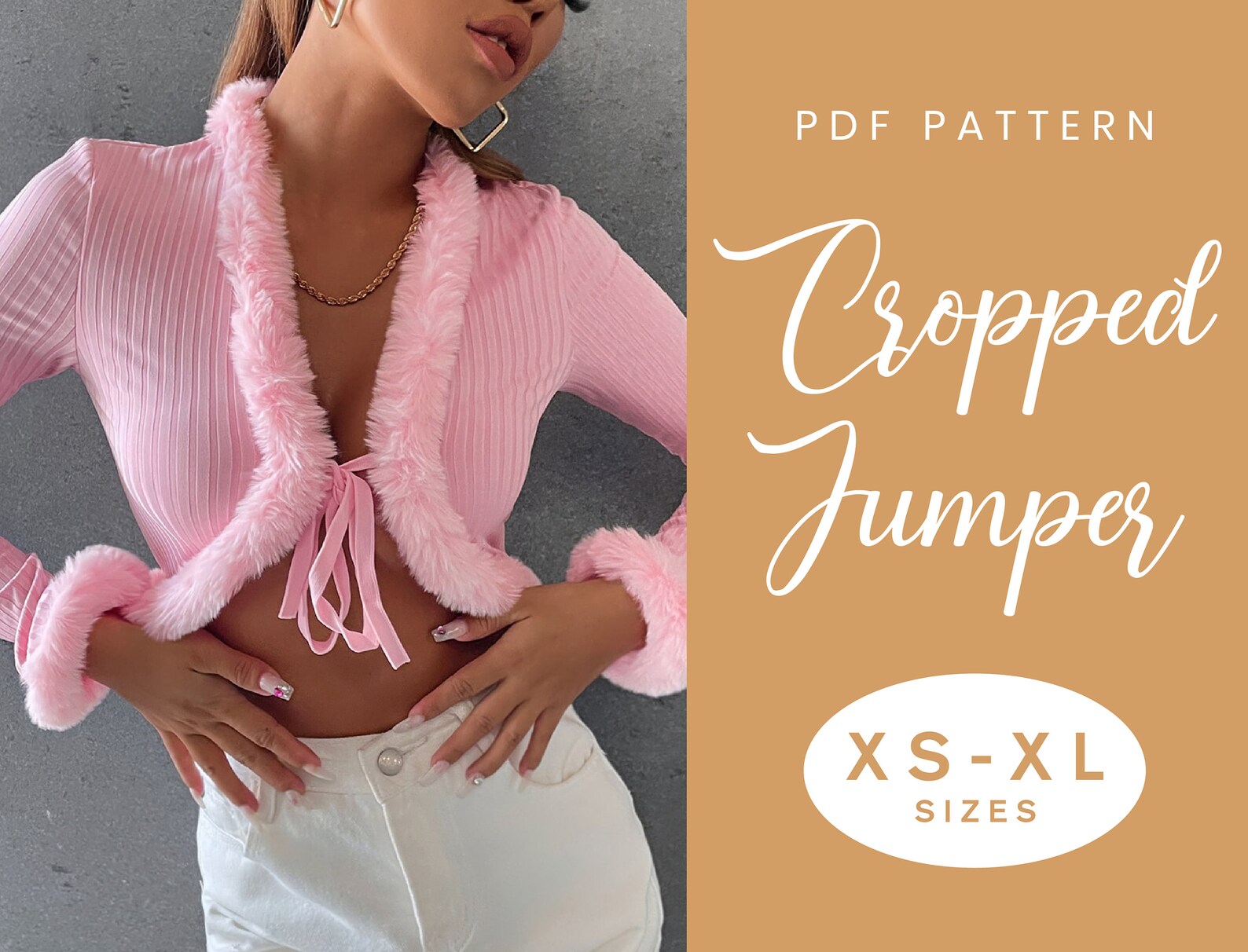 Cropped Jumper Sewing Pattern XSXL Instant Download Etsy