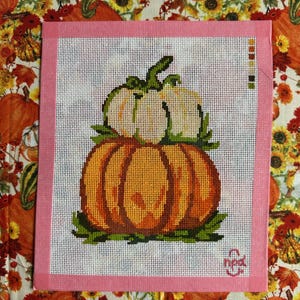 Stacked Pumpkins Needlepoint Canvas 18 Mesh