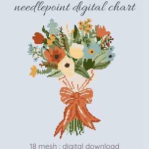 Digitalt diagram för Needlepoint höstblombukett