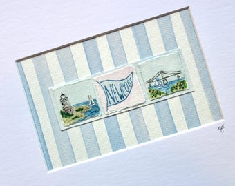 8x10 Original Mini Newport, Rhode Island Watercolor Paintings, sold with 8x10 Matte Frame