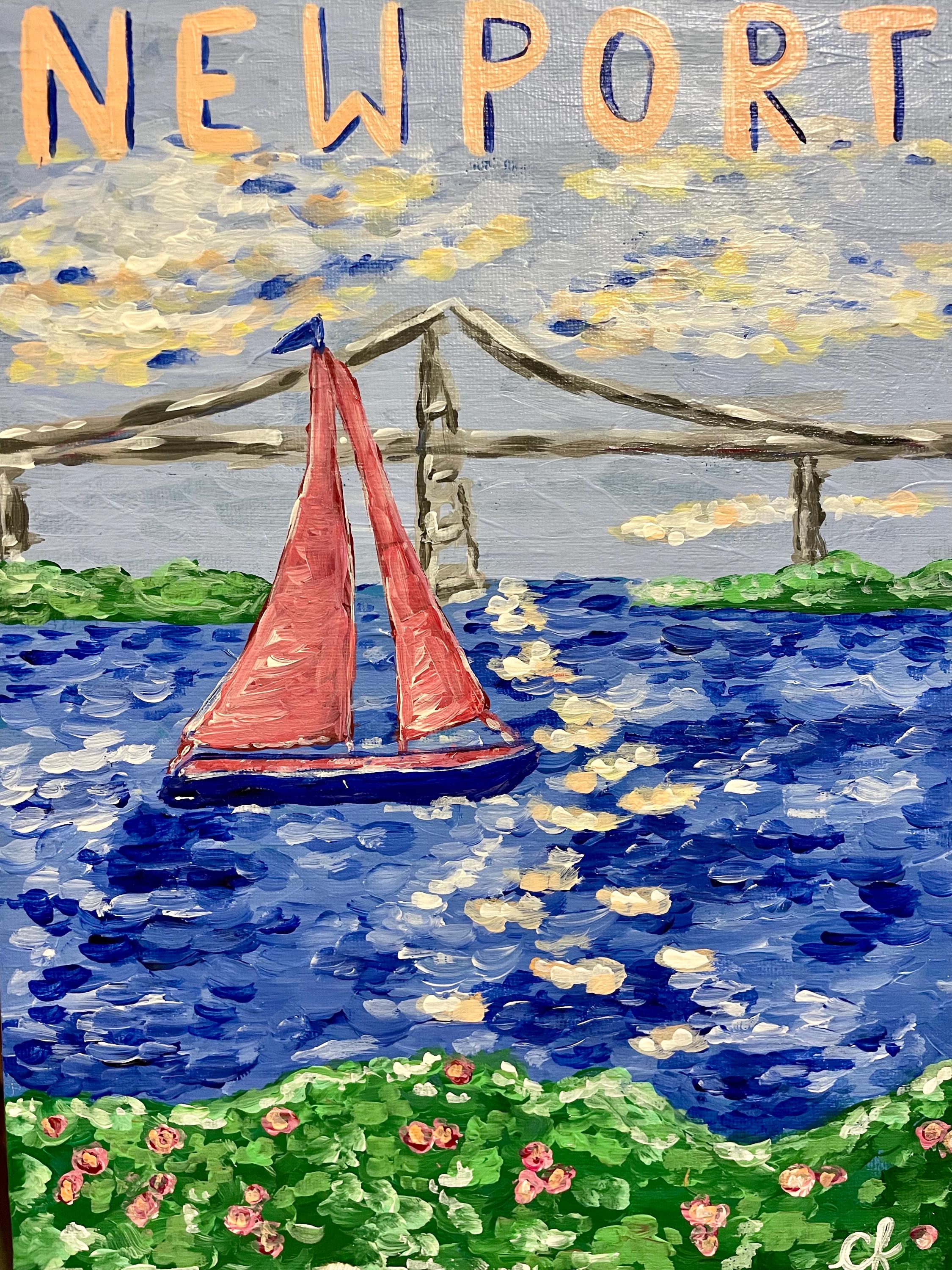 Original Acrylic 12x9 Newport, Rhode Island Sailboat Painting