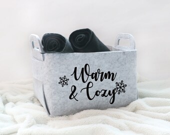 Personalized Felt storage basket, Monogram Basket, Modern Storage Baskets, Gray Storage Bin, Felt Bin