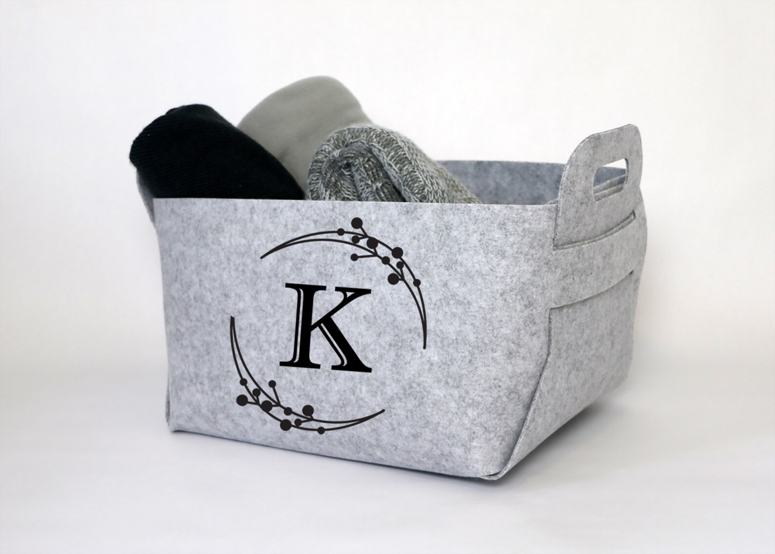 Personalized Felt storage basket Monogram Basket Modern Etsy