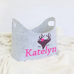 Personalized Toy Storage, Custom Basket, Gift for new baby, Kids Room Decor, Felt Bin