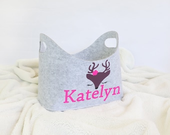 Personalized Toy Storage, Custom Basket, Gift for new baby, Kids Room Decor, Felt Bin