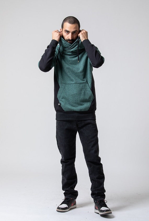 Cross neck Sweatshirt With Hood. Etsy
