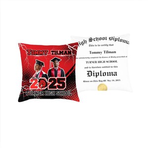 Senior Canva Custom Prom Grad Pillow Evite Afroamericano Nero Ragazza Donna Uomo Modello di Laurea PNG