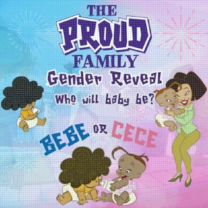 The Proud Family Sitcom Baby Shower Party Gender Reveal Baby Girl or Baby Boy PNG Designed Banner 8x8 Image Backdrop choice of 1