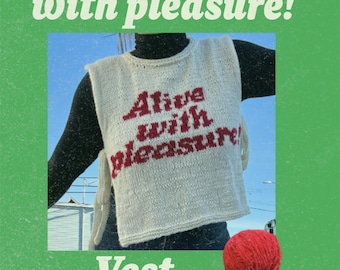 Alive with Pleasure! Vest Knitting Pattern - Instant PDF Download - Pinafore Knit Vest