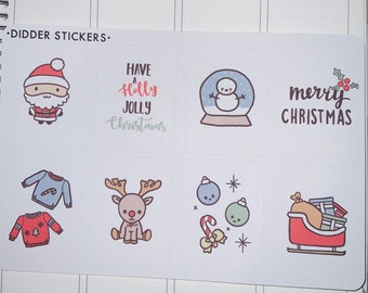 Christmas Doodle Full Boxes Planner Stickers