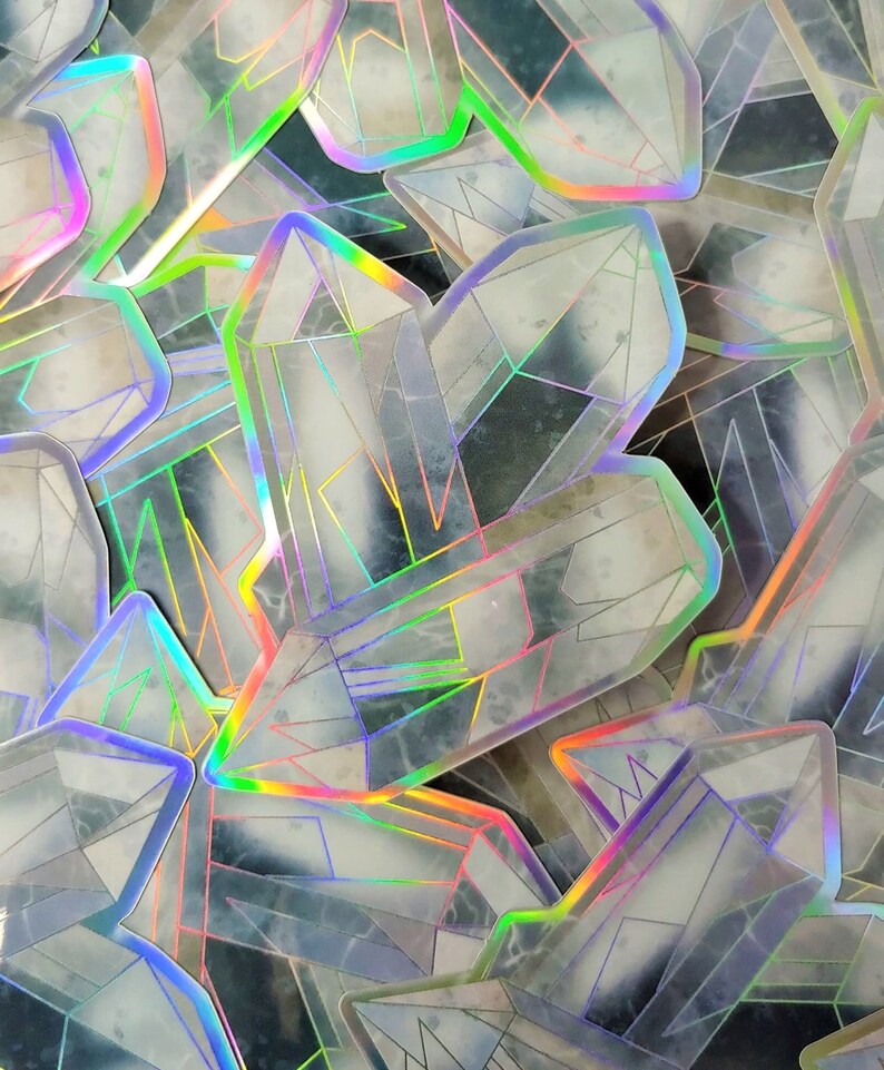 Quartz Crystal Holographic Vinyl Sticker Waterproof Etsy