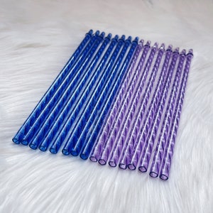 Crystal Swirl Reusable Studded Straw Works With Starbucks Tumblers | 10 inch Blue or Purple Replacement Straw With Stopper Grid Straw