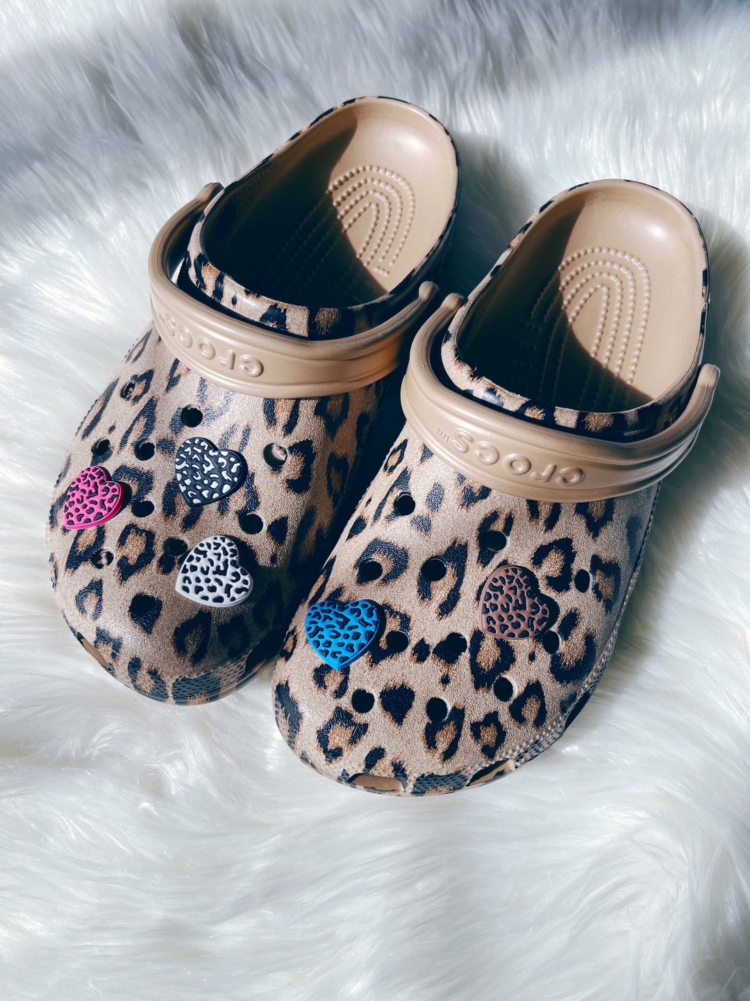5 Pack Leopard Hearts Croc Charms Shoe Accessories Shoe Charms Shoe Decoration Etsy