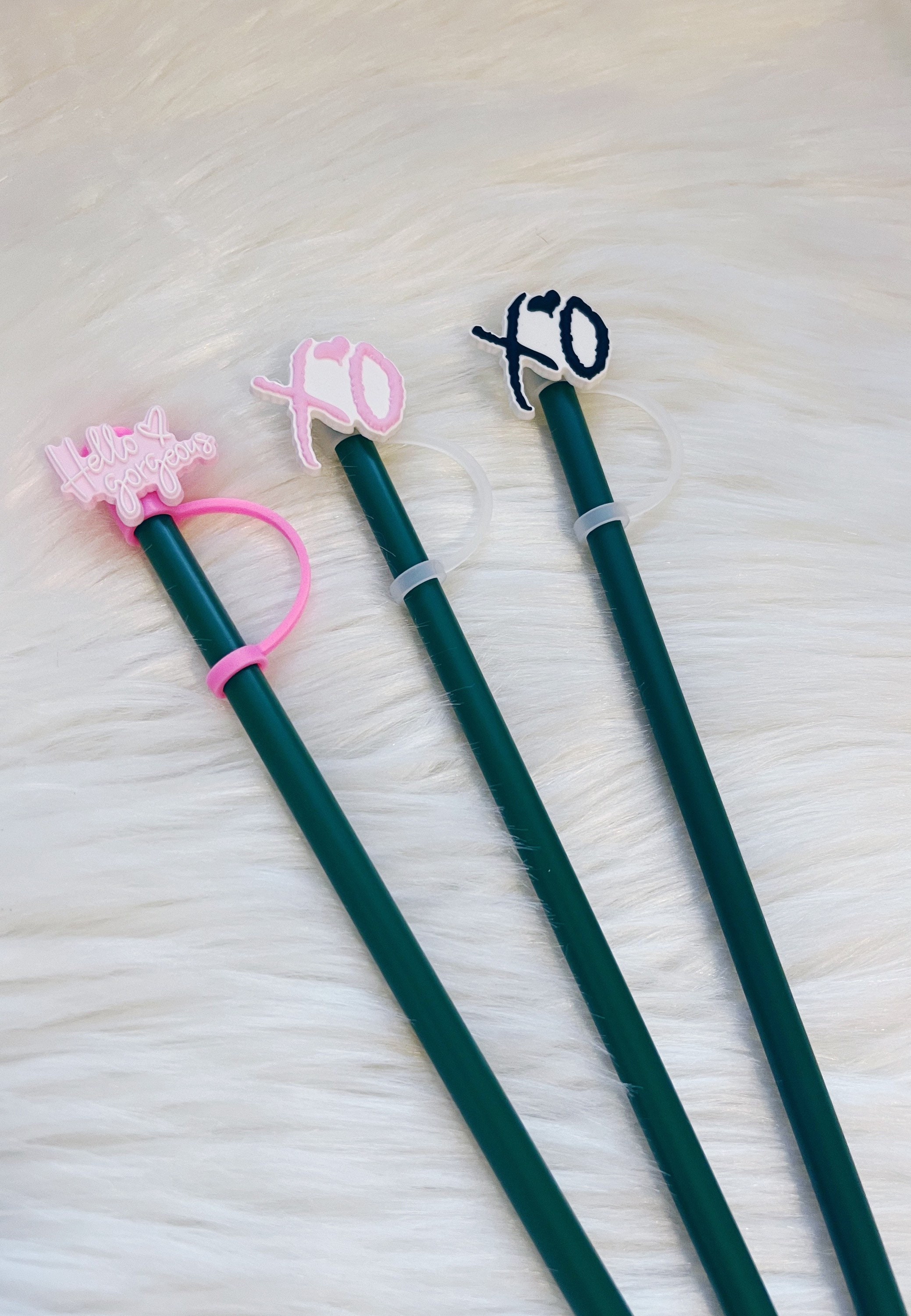 1pcs wholesale straw topper preppy pink style pvc straw toppers of coffee  bar straw cover