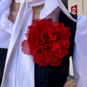Large Red Rose Brooch - Fabric Flower Pin for Women - Perfect Wedding flower pin or Gift for Her - Red flower pin