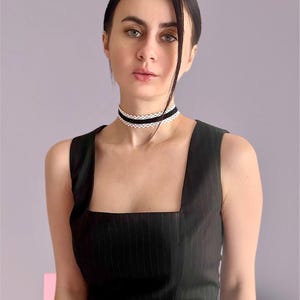 Black Velvet Choker necklace with White Lace, Gothic Witchy  Necklace Choker, Dark Victorian Jewelry for Women, Vintage Choker