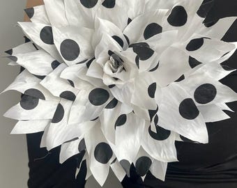 Large Polka Dot Flower Brooch • Fabric  Rose Pin • Floral Shoulder Corsage • Wedding Pin for Bridesmaid