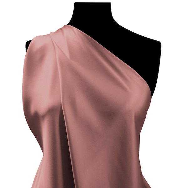 Rose Pink Silky Satin Fabric Plain 60" Premium Dull Dress Bridal Fashion Per Metre