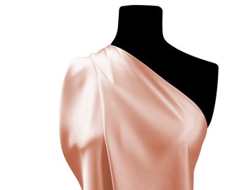 Peach Budget Silky Satin Fabric 60" Wide Luxury Dressing Crafting Per Metre
