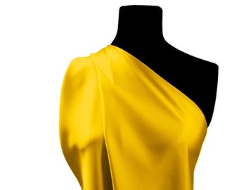 Yellow Budget Silky Satin Fabric 60" Wide Luxury Dressing Crafting Per Metre