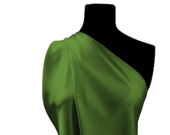 Olive Green Budget Silky Satin Fabric 60" Wide Christmas Luxury Dressing Crafting Per Metre