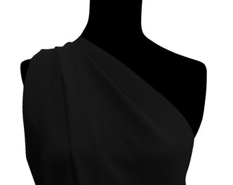 Black Viscose Fabric 56" Wide Plain Luxury Non Stretch Dressing Crafting Sold By The Metre