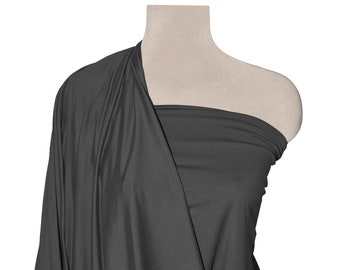 Charcoal ITY Jersey Fabric Plain 60" Knit Spandex 2-Way Stretch Elastane Dressmaking Per Metre