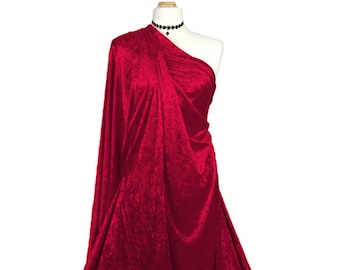 Premium Crushed Velvet 1 Way Stretch Fabric 60" Wide Dress Craft Wedding Cushion (Pinky Red Crimson)