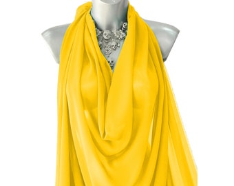 Yellow Georgette Chiffon Plain Crepe Dyed Fashion Fabric 60" Decoration, Craft & Dress